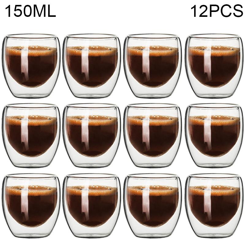 80ML/150ML 2-18KS Dvoustěnná skleněná skleněná kung-fu šálek na čaj Průhledný hrnek na kávu Mléko na vodu Nádobí na čaj s vysokým obsahem borosilikátového skla