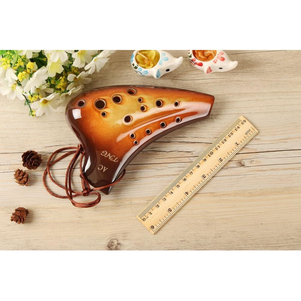 TNG Ocarina musikkinstrument [DoubleAltoOrange] Høy klasse C-tone AC flere rør (Fingerdiagram inkludert) Ocarina Wind Wind Glaze Finish Golden