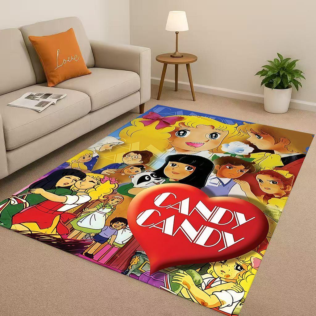 Cartoon Candy Candy Sweet Girl Anime Room Non Slip Area Rug Soft Carpet for Bedroom Playroom Sofa,Easy Clean Home Decor Doormat