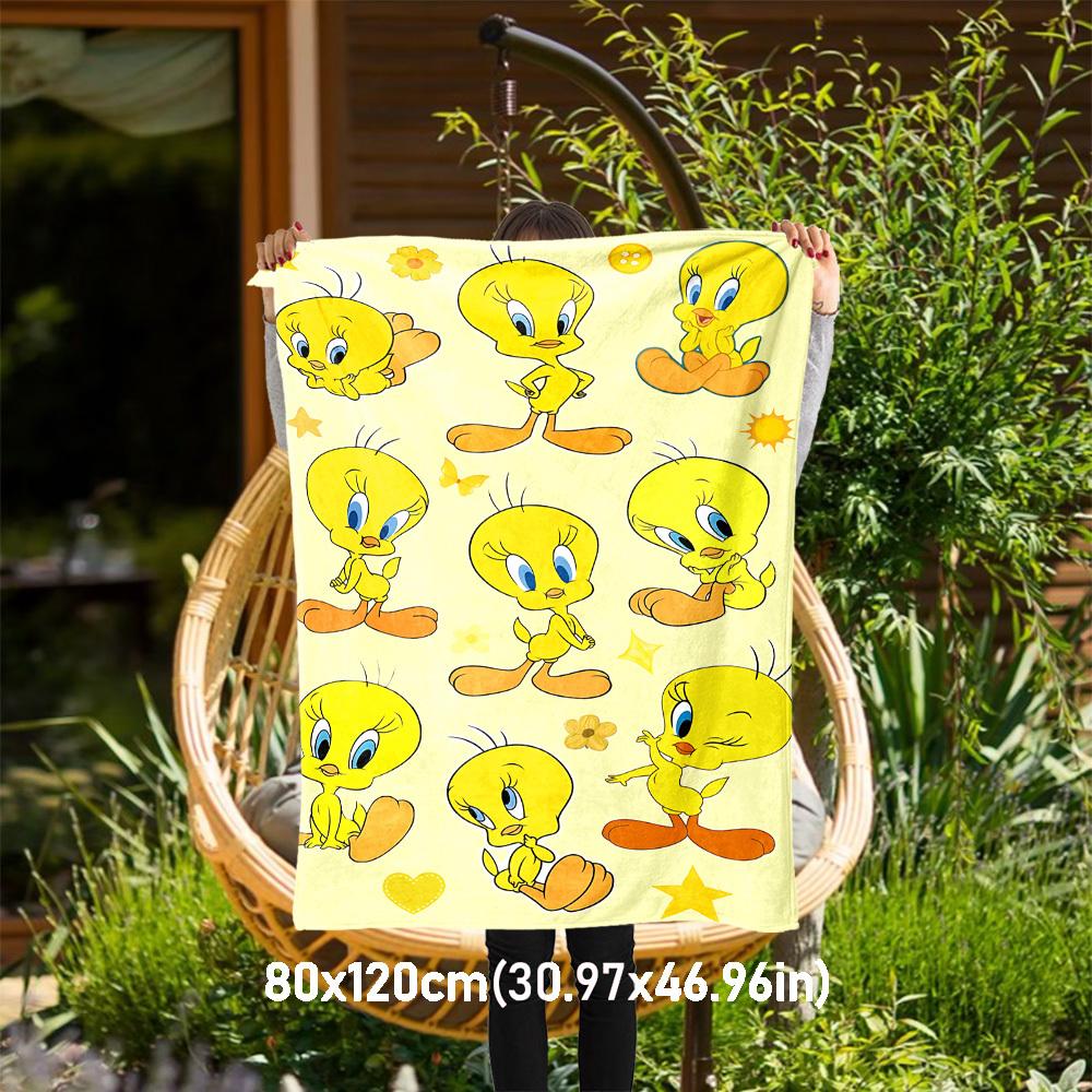 

1pc Tweety Bird cartoon Outdoor Blanket - Throw Blanket, Soft , Flannel Blankets, Living Room, Travel, Camping-1102122 80x120cm