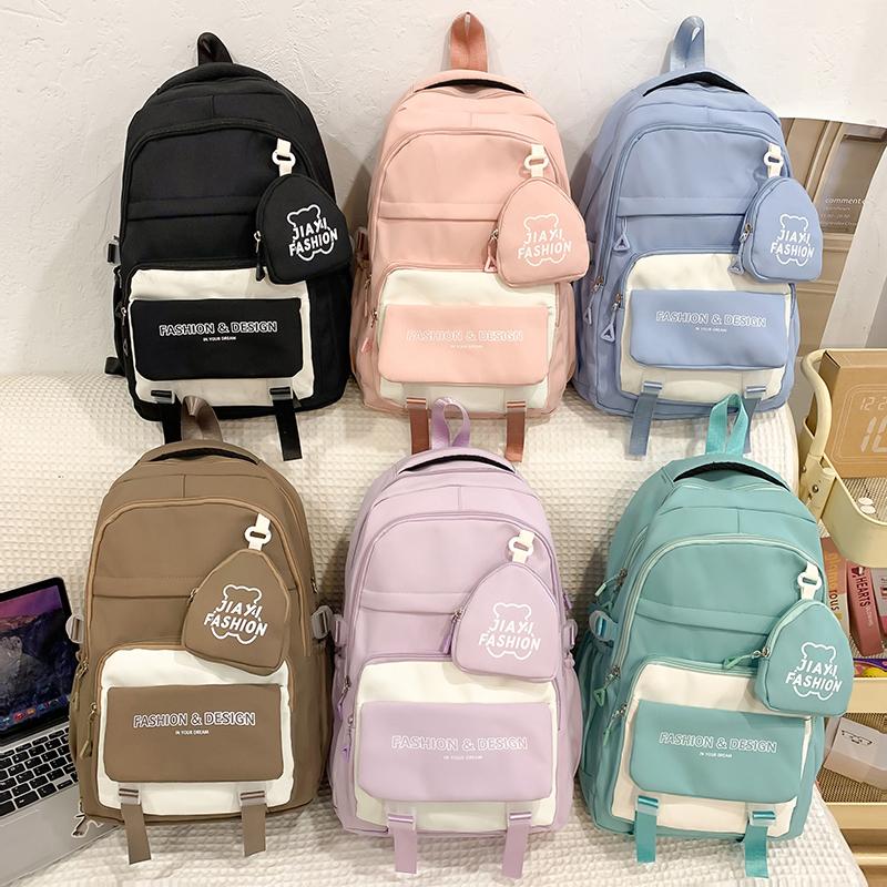 Цветной блок школьная сумка студенческий рюкзак в стиле колледжа женский рюкзак — фото 6