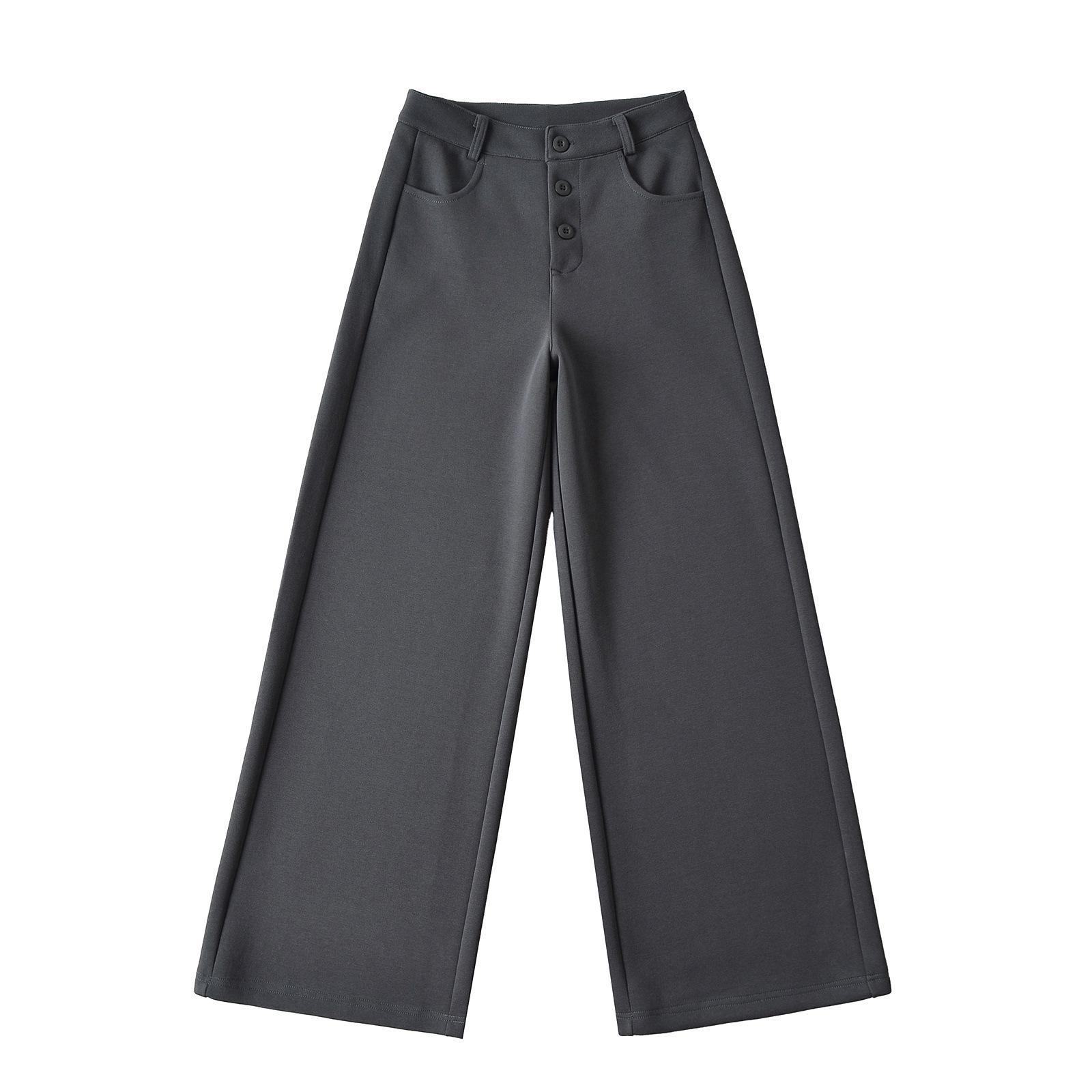 

Korean-Style Double Zipper Hoodie & High-Waist Wide-Leg Pants Set for Women - 2026 Early Spring Small