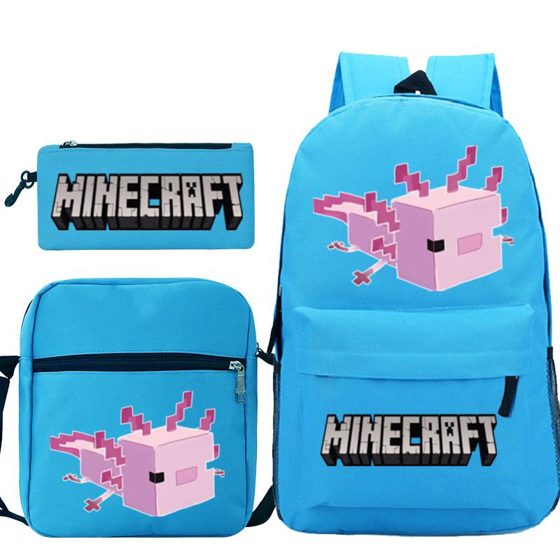 Game Minecraft Printed Children'S School Bag Oblique Span Bag Stationery Pencil Bag Student Backpack Set