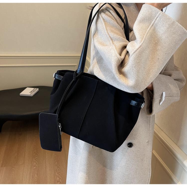 Faux Suede Solid Color Women's Shoulder Bags Casual High Capacity Female Purse Handbags Fashion Versatile Ladies Work Tote Bag