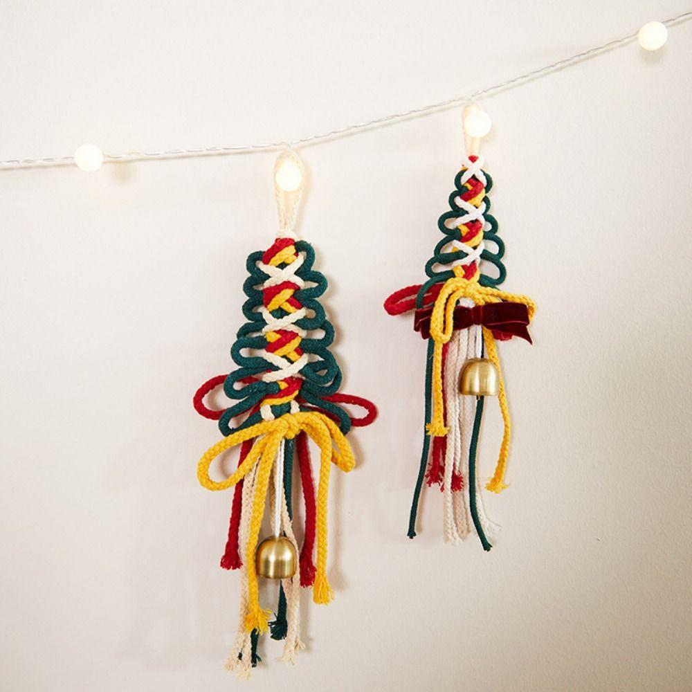 Handmade Christmas Decor Pendant Colorful Christmas Decorations Cotton Rope Bells Pendant for Home
