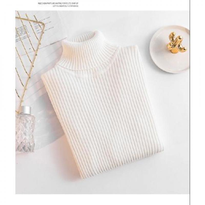 

Женский облегающий вязаный свитер с высоким воротником 2024 года - Пуловер с длинным рукавом однотонного цвета для осени/зимы M