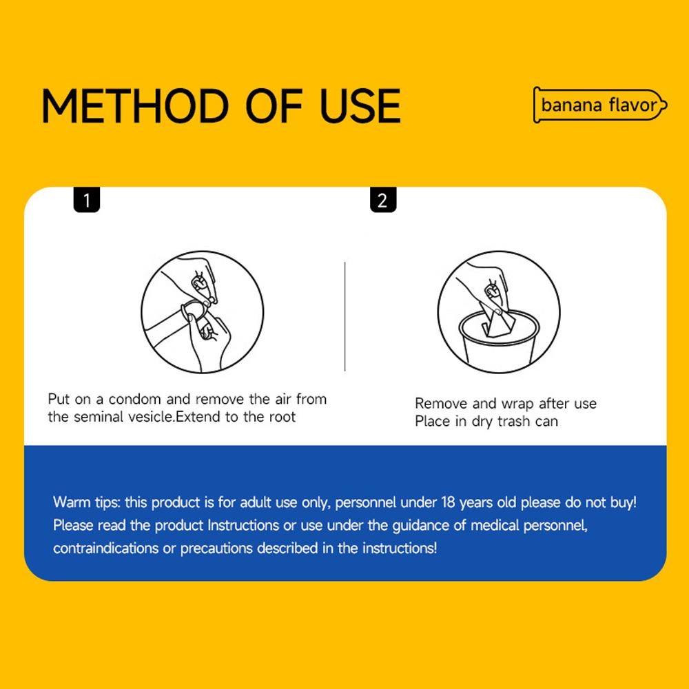 Ultra-thin Condom Lubrication Natural Latex Condom 52mm Banana Flavor Bump Thread Safe Sex Sex Product for Male