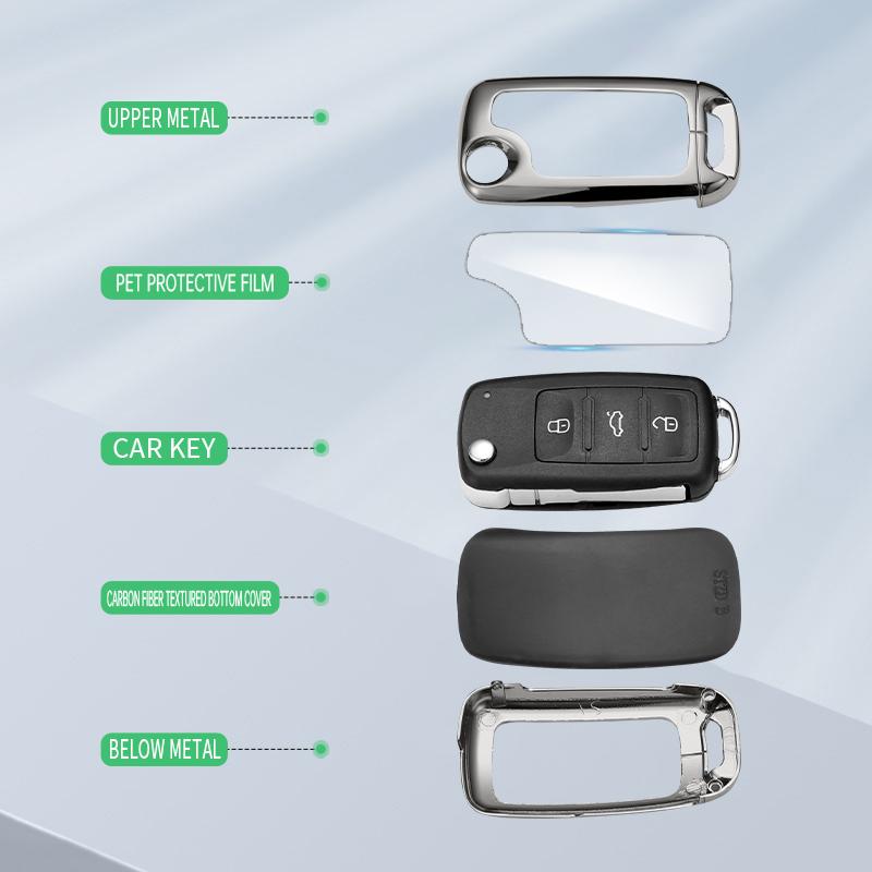 New Zinc Alloy Car Key Case for VW Volkswagen MK4 Bora Golf 4 5 6 Jetta Passat Polo Bora Touran Skoda Cover Bag