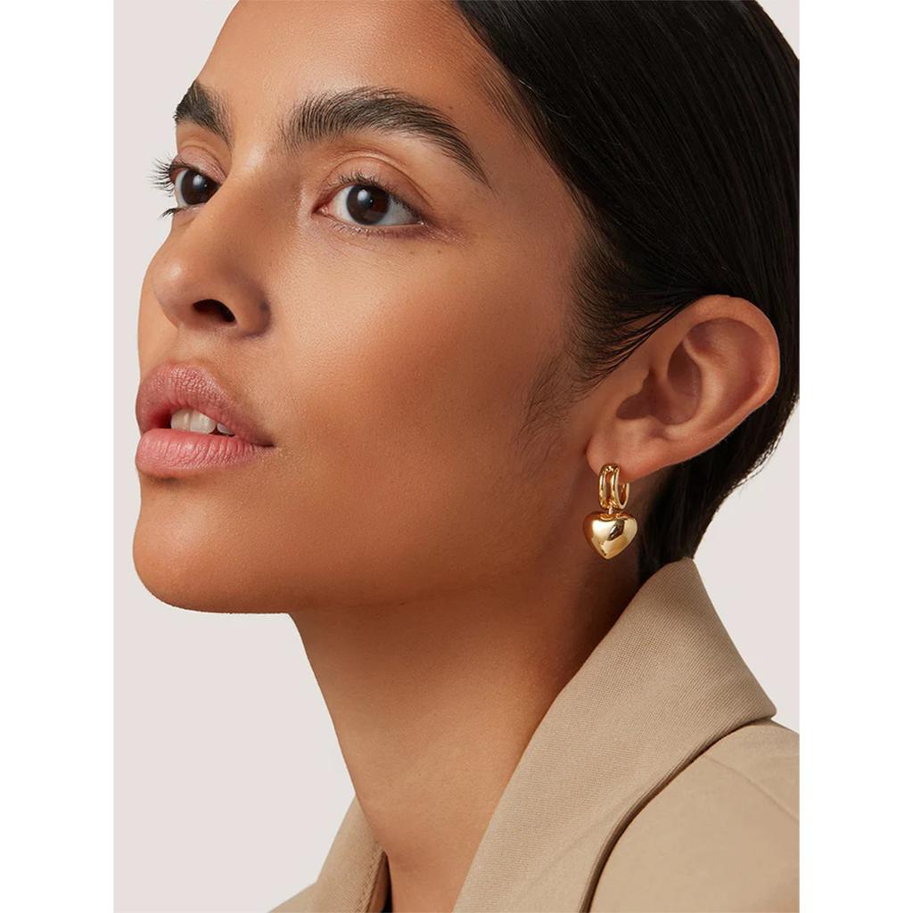 18K Gold Stainless Steel Smooth Heart Earrings Women's 2025 New Summer Slidable Love Pendant Titanium Steel Earrings