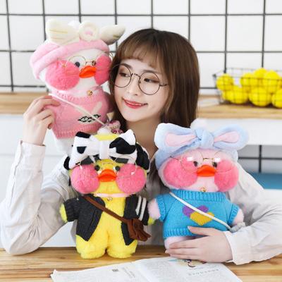Short Plush Duck Stuffed Soft Kawaii Duck Doll Pp Cotton Filling Animal Shape Pillow Birthday Gift