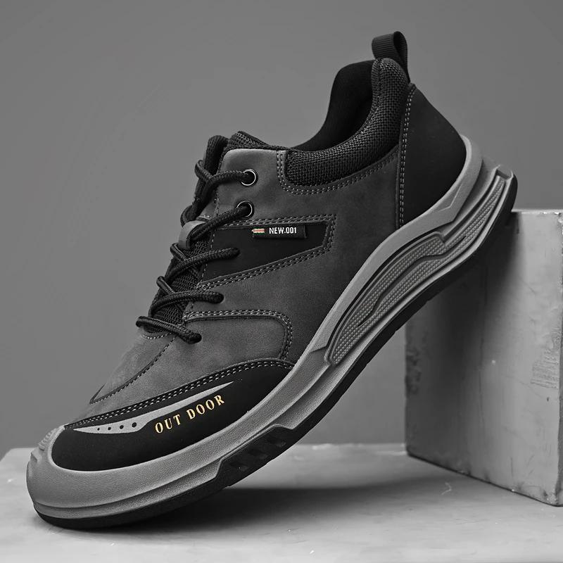 

Зимние оригинальные кожаные кроссовки мужские теплые кроссовки мужские большие размеры для активного отдыха нескользящие походные кроссовки повседневная обувь карго обувь 38-46 45 чёрный