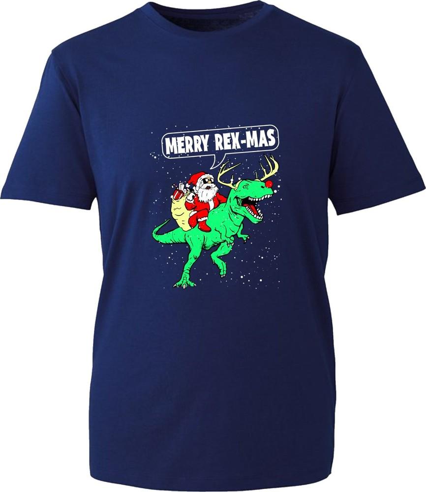 Merry Rex Mas TShirt Santa Riding A TRedx Dinosaur Christmas Tyrannosaurus Top S