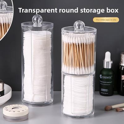 Two-in-one Double-layer Round Cotton Swab Box, Makeup Remover Cotton Storage Box, Desktop Jewelry and Makeup Cotton Storage Box
