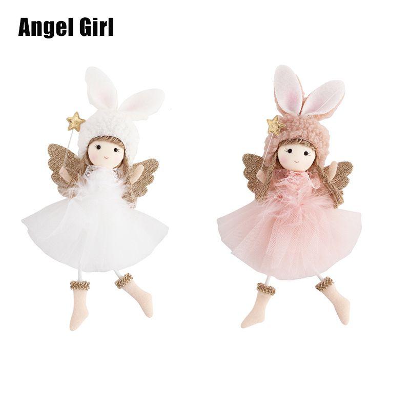 75in Christmas Angel Girl Plush Doll Pendant Xmas Tree Party Hanging Decoration