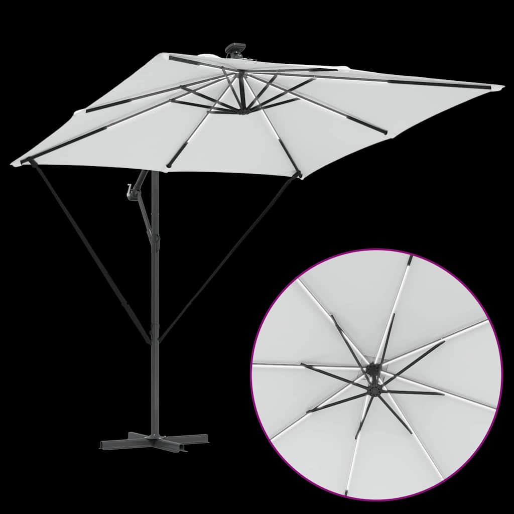Cantilever Banana Sun Umbrella Sand 249 X 249 X 250 Cm Polyester and Aluminum