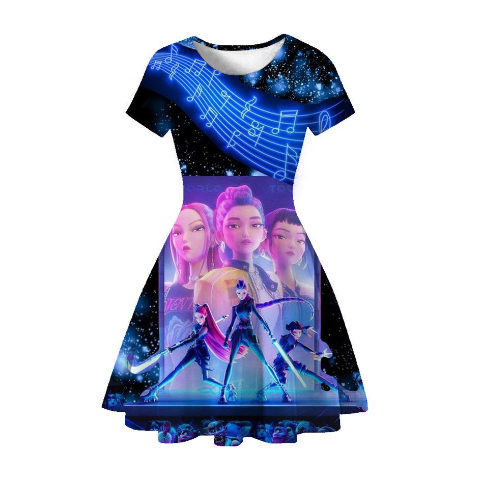 3D Printed K-POP Demon Hunter Princess Party Dress for Girls