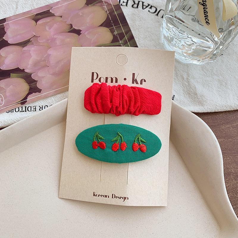 Cute Embroidered Flower Cloth Hairpins Women Girls Hair Clips Pins Barrettes Accessories Hairgrips Headdress Headwear Ornaments