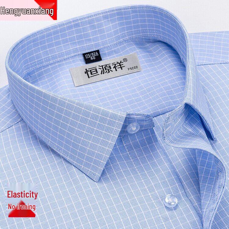 Pánská prémiová bavlněná nežehlivá kostkovaná modrá košile s dlouhým rukávem - Jaro Autentický business casual