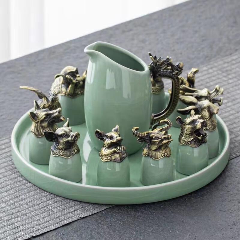 

Ge Kiln Twelve Zodiac Ceramic Wine Set