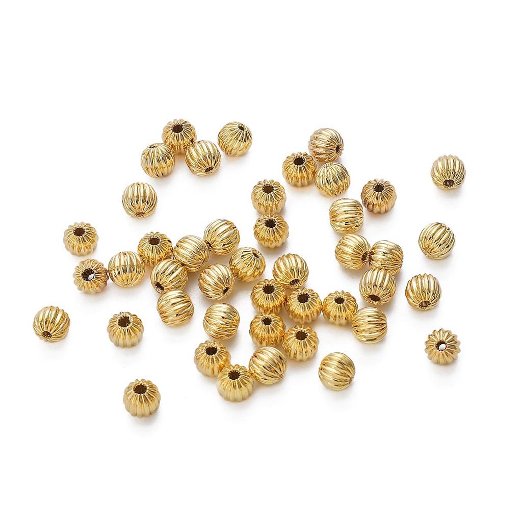 Copper Pumpkin Patterned Lantern Beads For DIY Jewelry Making Craft Accessories
