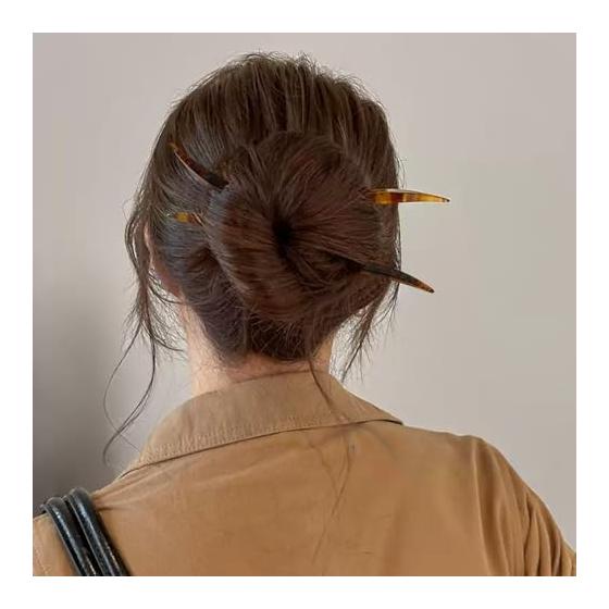 Kanzashi Haarspeld, Enkel, Japanse Stijl, Haarversiering voor Kimono, Yukata, Schildpad-achtig, Eenvoudig, Donkerbruin