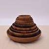 Acacia Wood Round Fruit Plate - Solid Wood Sauce Dish, National Trend Style, Creative Wooden Plate.
