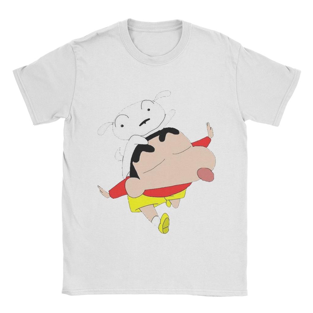 Crayon Shin-chan T-Shirt Herren 100% Baumwolle Freizeit T-Shirt Rundhals T-Shirts Kurzarm Tops Übergröße
