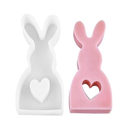 Easter Bunny Silicone Mold Hollow Love DIY Candle Casting Mold Non-Stick DIY  Easy To Release Casting Art Crafts Decoration