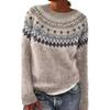 Knitted Sweater Geometric Pattern Patchwork Women's Sweater O-neck Long Sleeve Loose Fit Crochet Top in Color Knitting Style