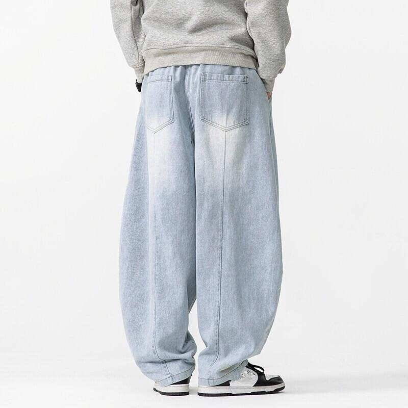 Spring Autumn Men's Vintage Jeans Loose Harem Wide Leg Pants Hip Hop Straight Denim Pants Men Casual Streetwear Denim Trouser