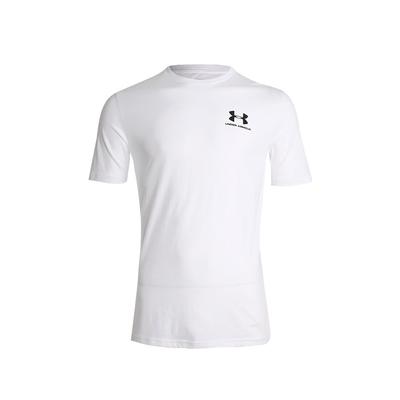 Logotipo do peito esquerdo UA masculino manga curta 1326799-100/ BRANCO