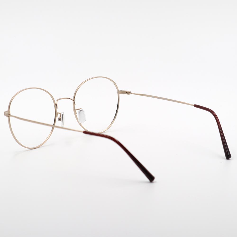 Alloaiweeo [Alo Basic] Al8204 1614G Semi-Oversized Round Brown/Gold Metal Glasses