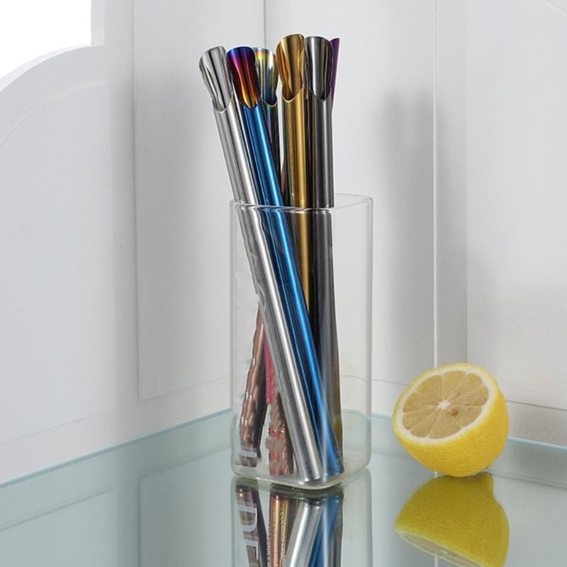 Wide Opening Cup Tubes, Seven Count 304 Steel Beverage Tube Set for Fruit Beverage Cups, Counter Corners and Casual Household Serving