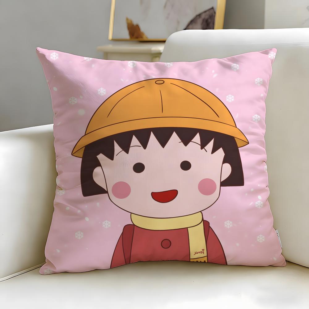 classic anime Chibi Maruko Chan Cushion Cover Soft & Easy-Wash Pillow Case – Versatile for Couch, Bed, Travel and Office