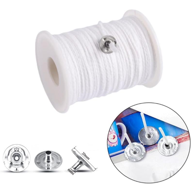 New Waxed Cotton Candle Wicks Set with Stand Original Smokeless Candle Wicks Soy Oil Wax Core Woven Making Candles Supplies