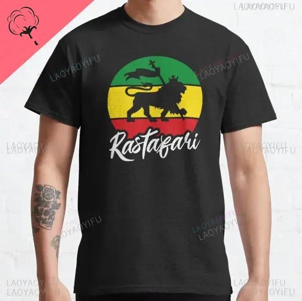 T-shirt Leone Rasta Giuda Cuffie Rastafariano Giamaicano Zion Uomo Cotone di Alta Qualità Canottiera Casual Traspirante Abbigliamento Street