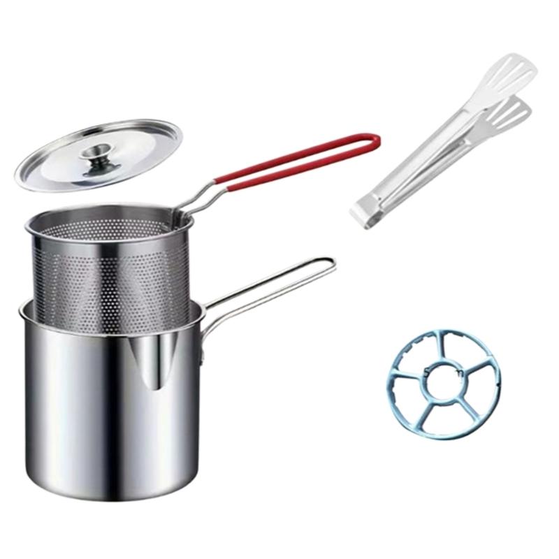 

304 Stainless Steel Deep Fryers Pot for French Fries Kitchen Cooking Essential Miniature Fry Pan With Strainer 1