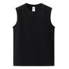 Men's White 230g Pure Cotton Summer Tank Top - Loose Fit, Crew Neck, Sleeveless Vest, Wide Shoulder.
