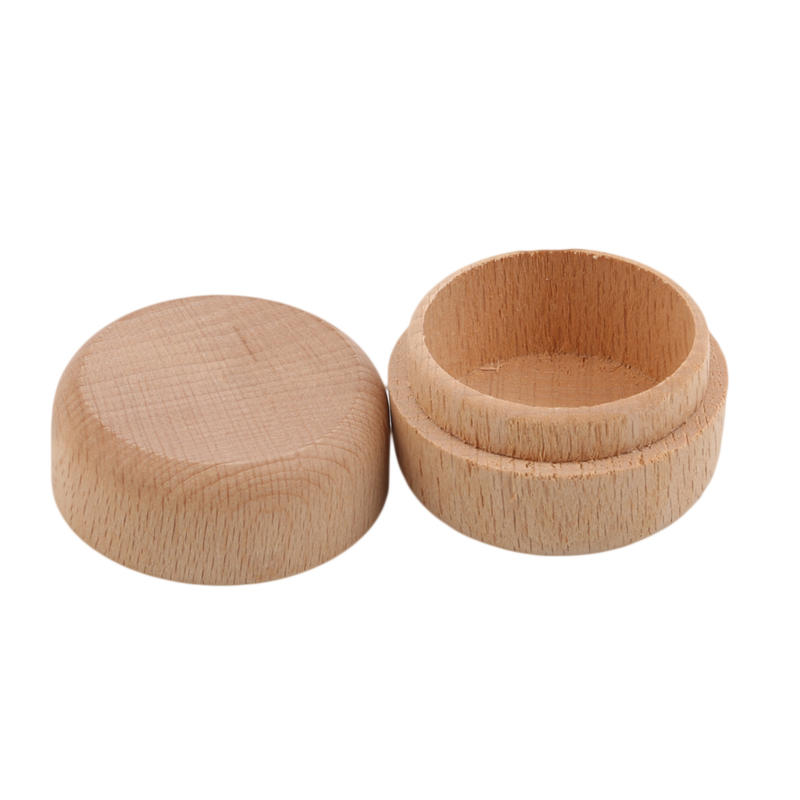 1Pc Portable Vintage Round Wooden Jewelry Storage Box Ring Earrings Container Storage Case