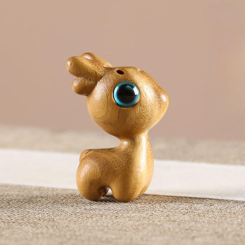 Sandalwood Deer Car Keychain, Pendant, Couple Phone Pendant, USB Disk Chain Hanger, Gift