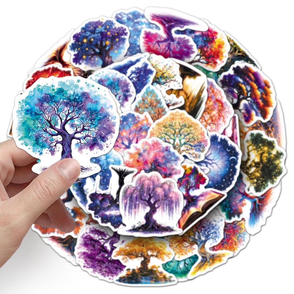 50PCS Dreamy Tree of Life Luminous Stickers for Phone Cases & Journals