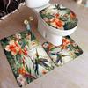 Hummingbird Bath Mat Set White Flowers Green Plants Birds Rustic Home Carpet Bathroom Decor Floor Rugs U-Mats Toilet Lid Cover