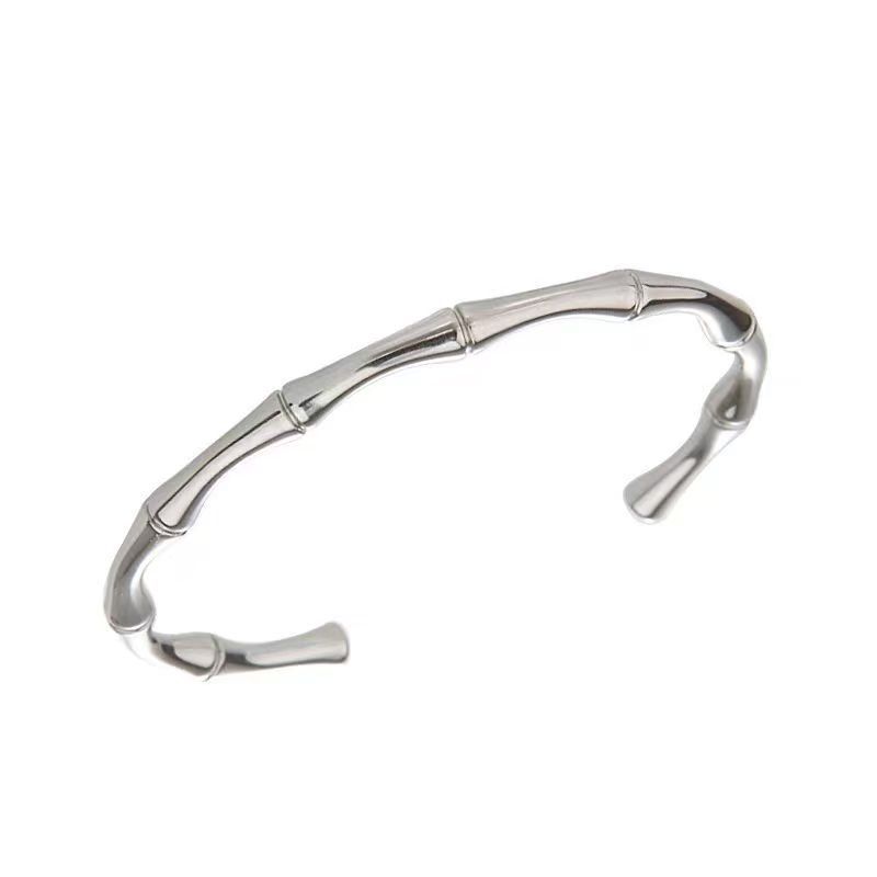 

European and American Bamboo Bracelet Women s Titanium Steel Bracelet Adjustable Stainless Steel Bracelet Advanced Sense Opening Bracelet Simple