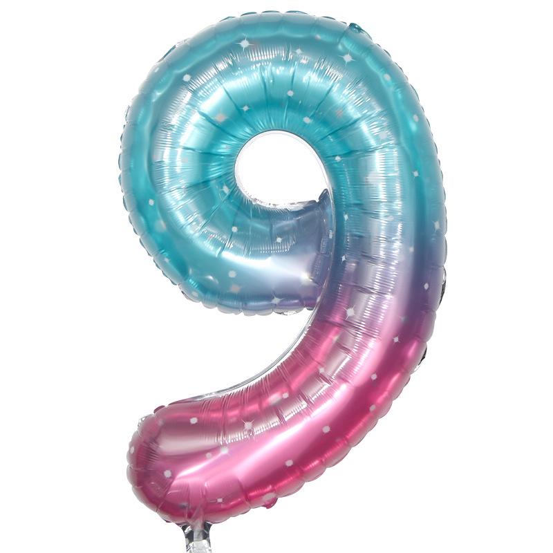 40" Rainbow Gradient Aluminum Foil Number Balloon Birthday Decoration Ornaments for Kids, Helium-Compatible