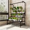 3 Tier Large Metal Plant Stand, with Hanging Tall Plant Pot Shelf, with Rollers Heavy Duty Plant Holder, for Home/Garden/living Room/balcony (BLACK,