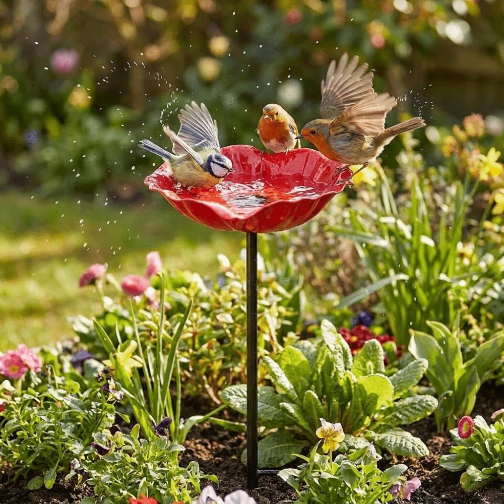 Metall Biene Schmetterling Bewässerungsstation Blumenförmig Vogelwasserspender Haushalt