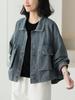 Plus Size Denim Jacket for Women: Casual Loose-Fit Slimming Retro Long Sleeve Top