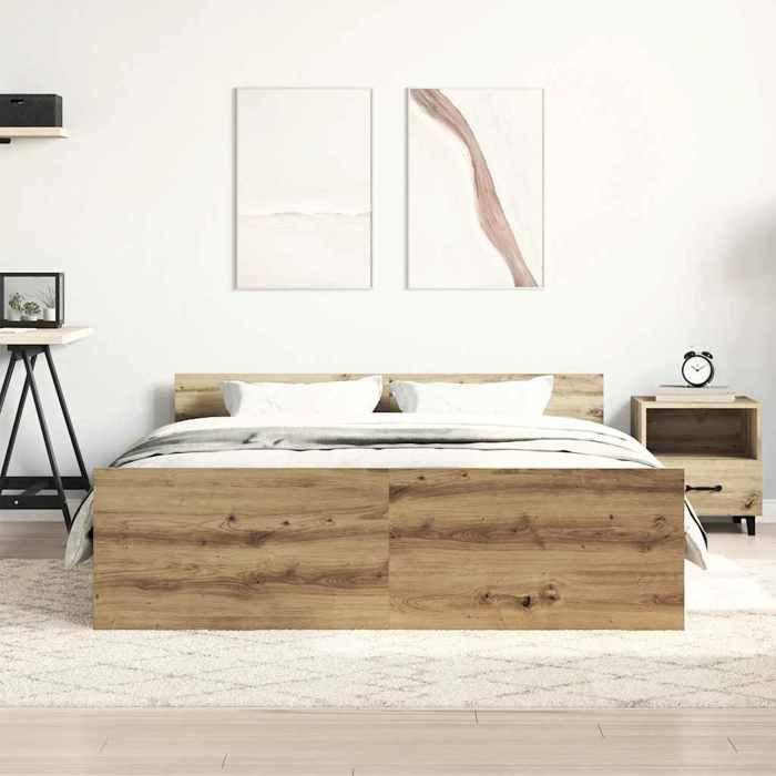 VidaXL Bed Frames Without Mattress Artisan Oak 120x200 Cm, Bedroom Furniture, Slatted Base,, Bed, Double Bed 3328733