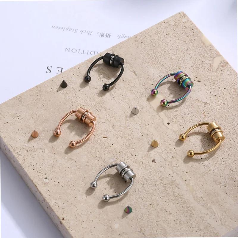 Magnetic Horseshoe Nose Rings Stainless Steel Faux Septum Fake Piercing Clip on Hoop Rings Gift for Women Girls