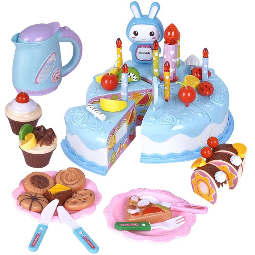 37/38PCS DIY Cutting Birthday Cake Cutting Toys Multicolor Kitchen Toy Playing House Toy  Kids Toy